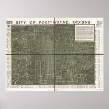 Fort Wayne Indiana 1907 Antique Panoramic Map Posters