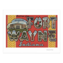 Fort Wayne, Indiana - Large Letter Scenes Postcard