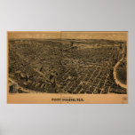 Fort Worth Texas 1891 Antique Panoramic Map posters