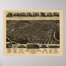 Fort Worth, TX Panoramic Map - 1886 Print