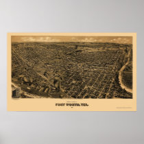 Fort Worth, TX Panoramic Map - 1891 Posters