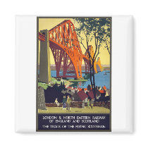 Forth Bridge - Vintage Travel Poster Art Fridge Magnets