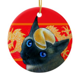 Fortune Cookie Siamese Cat Ornament ornament