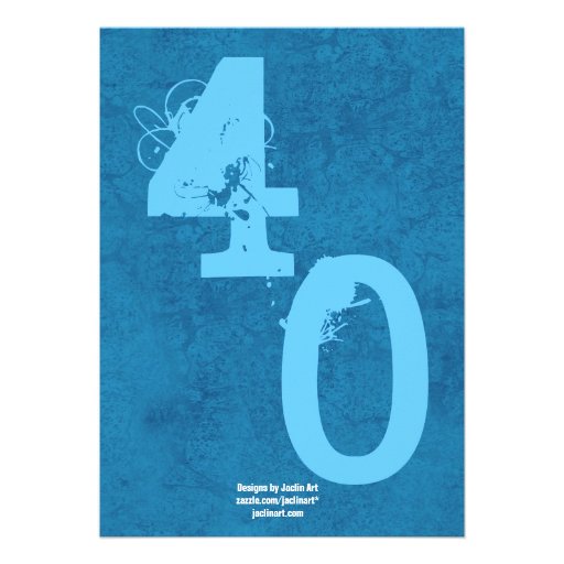 Forty Rocks! 40th Birthday Blue White Template Personalized Announcements