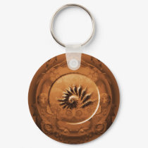Fossil fractal mirror keychains