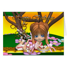 Foster Sister Birthday card with cutie pie by Moon