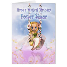 Foster Sister Birthday card with Cutie Pie fairy o