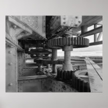 Foto industrial - engranaje de torneado del puente poster