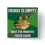 Foul Bachel Frog Empty Fridge Pinback Buttons