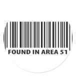 found in area 51 icon round sticker