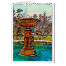 Fountain at Old Courthouse, Fredericksburg, TX Greeting Card