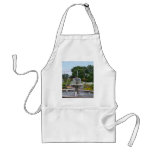 Fountain & Flowers in A Beautiful Railfan Garden aprons