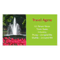 Fountain with pink tulips business cards