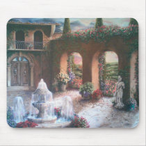 Fountained Courtyard mousepad by SusanMSims Fountained Courtyard mousepad