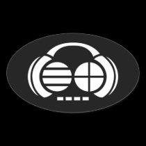 Four4ths (Oval Sticker) - White Logo on Black stickers