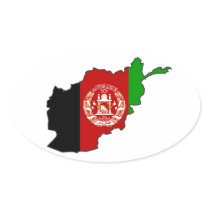 FOUR Afghanistan Flag Map Oval Stickers