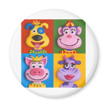 Four Animal Faces magnets