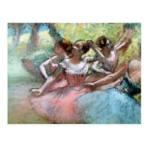 Four ballerinas on the stage post card