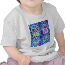 Four Blue Hamsa Vintage Tapastry Judaica Shirt
