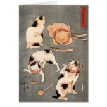 Four Cats in Different Poses Greeting Card