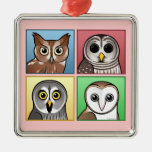 Four Color Owls (pastel) Ornament