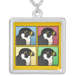 Four Color Peregrine Falcon Silver Plated Necklace