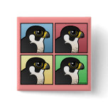 Four Color Peregrine Falcon Square Button