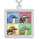 Four Color Warblers Silver Plated Necklace