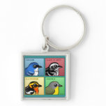 Four Color Warblers Premium Square Keychain