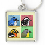 Four Color Warblers Premium Square Keychain