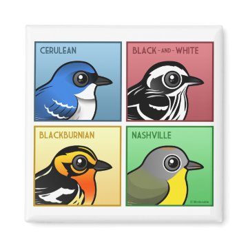 Four Color Warblers Square Magnet < Birdorable Pop Art < Birdorable