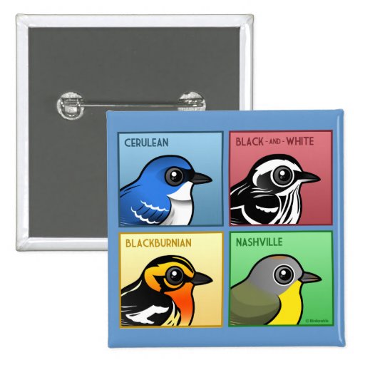 Four Color Warblers Pinback Buttons