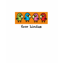 four colorful birdies t-shirts