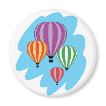 Four Colorful Hot Air Balloons Magnets
