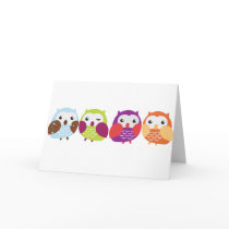 Four Colorful Owls Cards