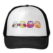Four Colorful Owls Mesh Hat