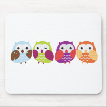 Four Colorful Owls Mousepads