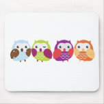 Four Colorful Owls mousepads