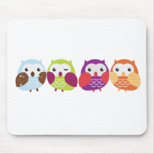 Four Colorful Owls Mousepads