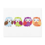 Four Colorful Owls Post Card