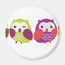 Four Colorful Owls Refrigerator Magnet