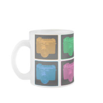 Four Colorful Retro Cameras Mugs