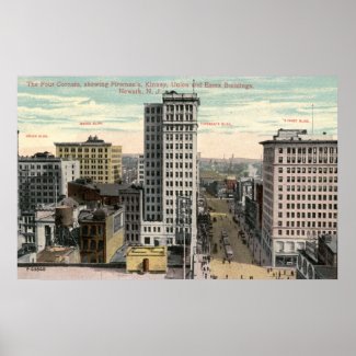 Four Corners, Newark, NJ c1915 Vintage print