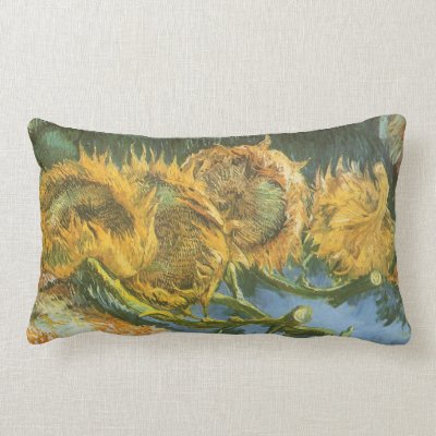 Four Cut Sunflowers by Vincent van Gogh Pillows Mojo_throwpillow