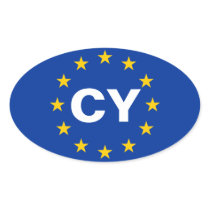 FOUR Cyprus "CY" European Union Flag Sticker