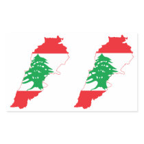 FOUR Double Lebanon Flag Map Stickers