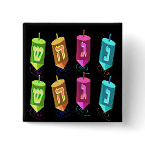 Four Dreidels Buttons