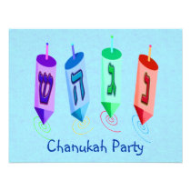 Four Dreidels Invitations invitations