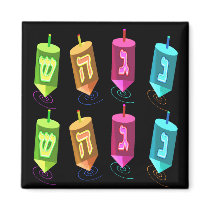 Four Dreidels Magnets magnets