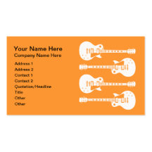 Four Electric Guitars in Black & White Business Card Template